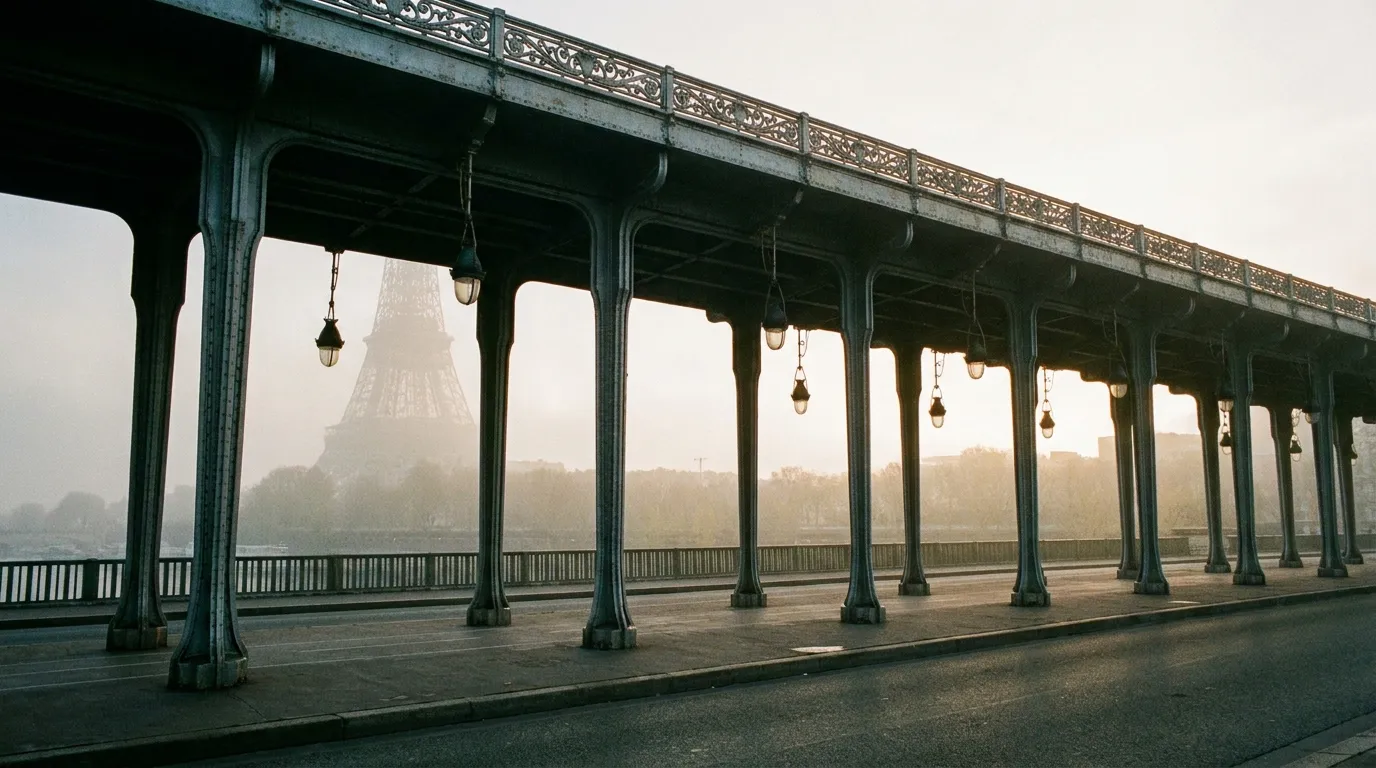 Pont de Bir-Hakeim — arcades et tour Eiffel